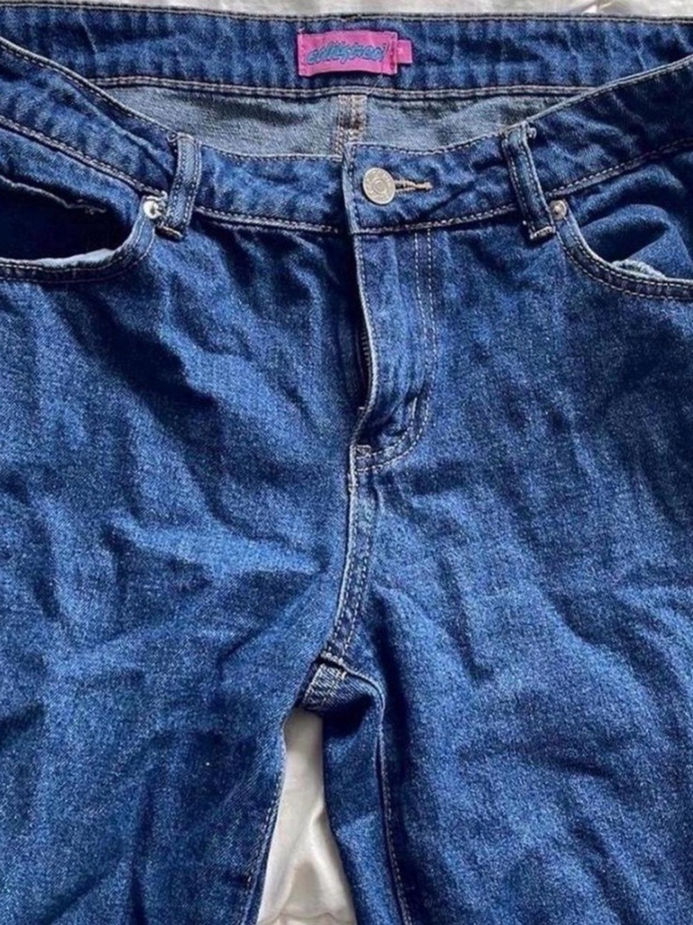 Edikted Dark Blue Denim Jeans with Pink Label